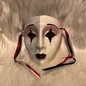 Vintage Porcelain/Ceramic Wall Mask Clay Art of San Francisco Black & Burgundy